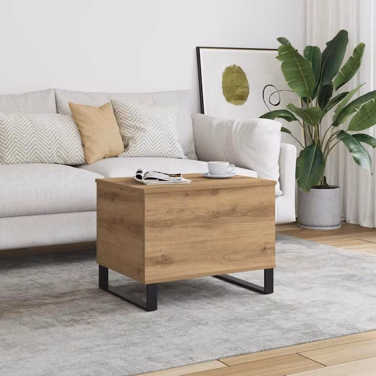 Tavolino da salotto moderno vidaXL in composito marrone con base a slitta L: 60 cm, P: 44,5 cm, H: 45 cm