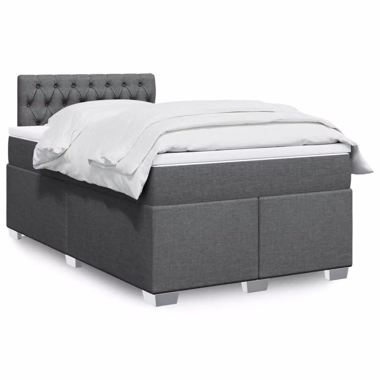 vidaXL Letto Ibrido con Materasso Grigio e Bianco, Struttura in Legno e Tessuto con Illuminazione Sotto il Letto e Porta USB, L/P: 120 x 200 cm
