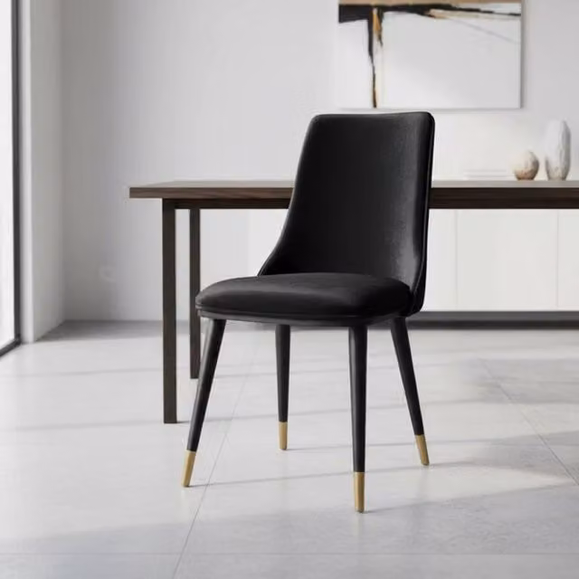 Sedia da pranzo Akustik Simphony velluto nero set 2 pezzi