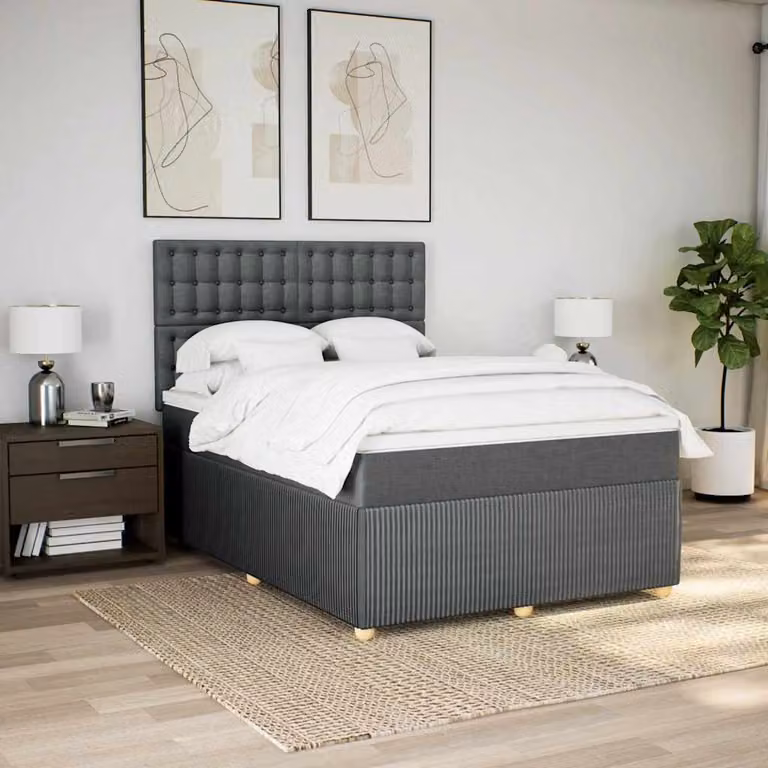 vidaXL Letto Ibrido con Materasso Grigio e Bianco L/P: 160 x 200 cm
