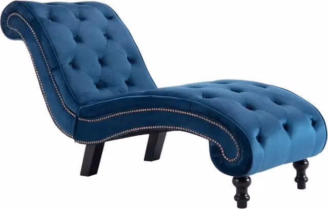 Sedia a Sdraio Blu in Velluto CFW4830053