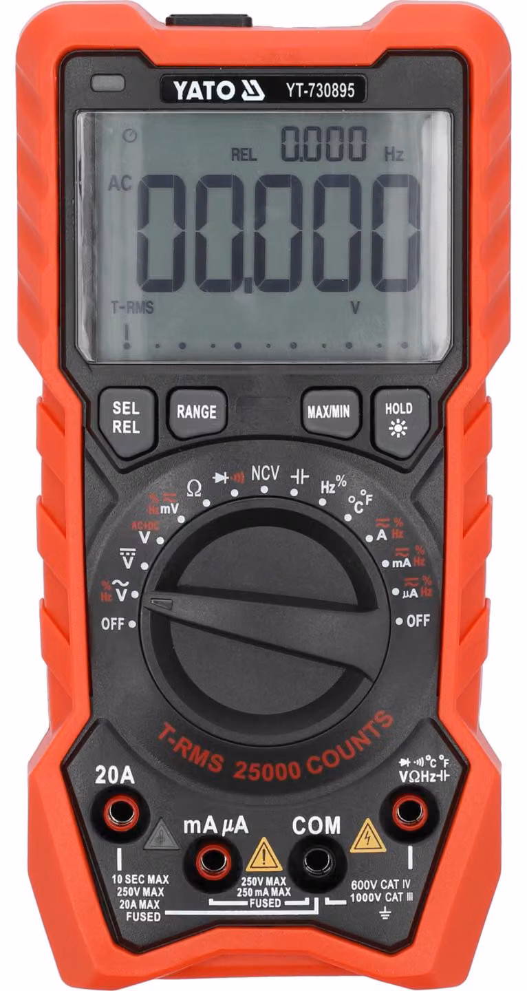 Multimetro digitale TRUE RMS AC+DC, display LCD, 25000 conteggi