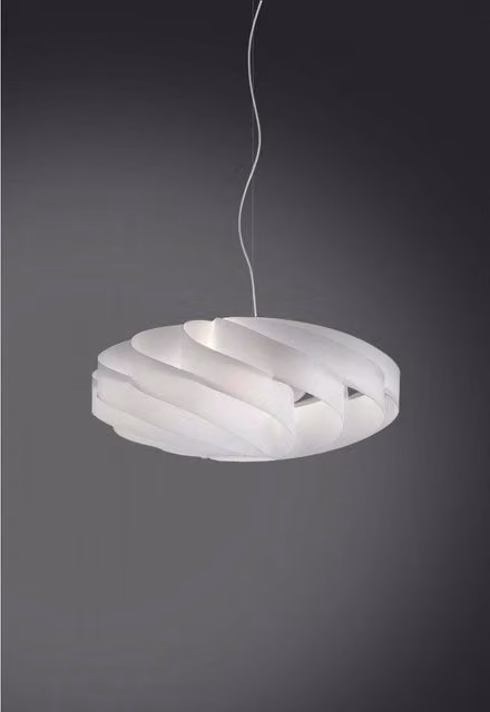 Lampadario a sospensione in Polilux FLAT tre luci Bianco diametro 70x h34 cm