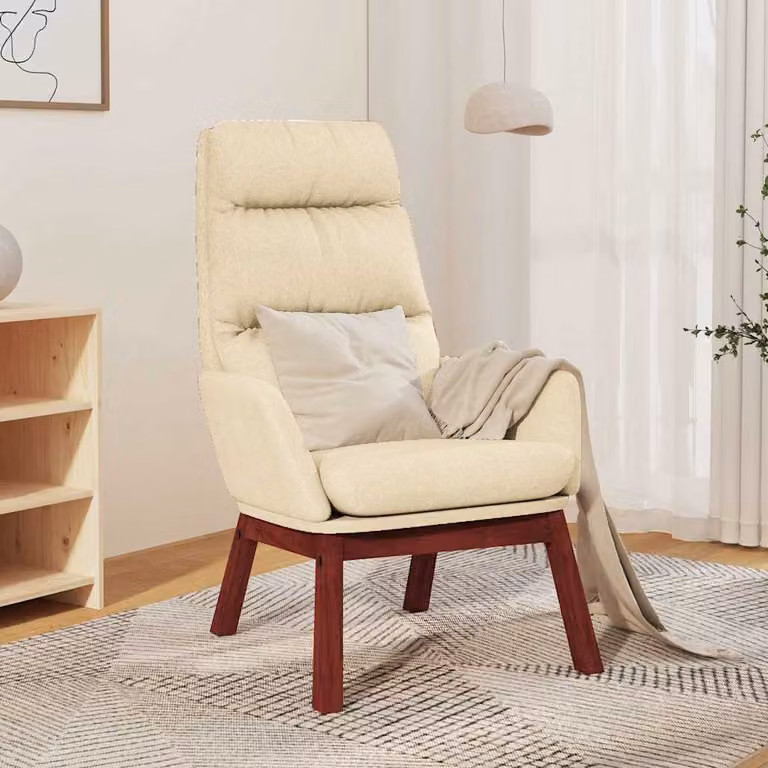 Sedia Relax vidaXL in tessuto beige con braccioli e struttura mista per soggiorno