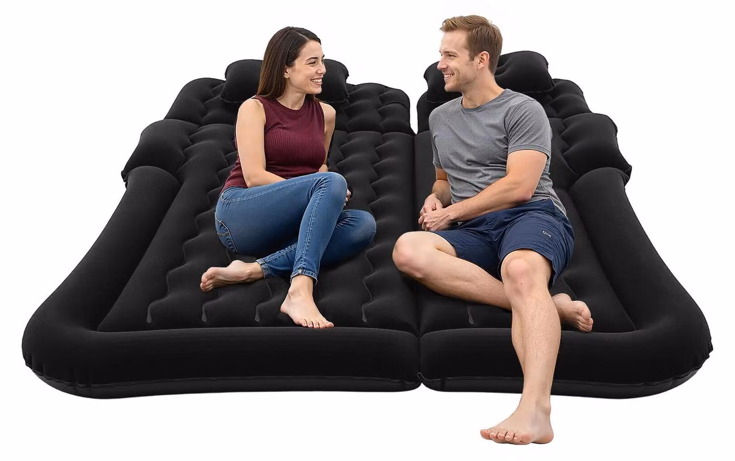 Materasso gonfiabile per auto - Materasso gonfiabile per SUV - Pompa elettrica da 75 W, 12 V - Portata: 300 kg - 1,74 × 1,26 m - 6 camere d'aria - PVC floccato - Nero