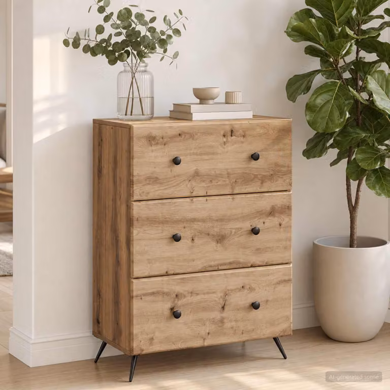 Mobile con cassetti vidaXL in legno marrone L: 66 cm, P: 34,5 cm, H: 90 cm
