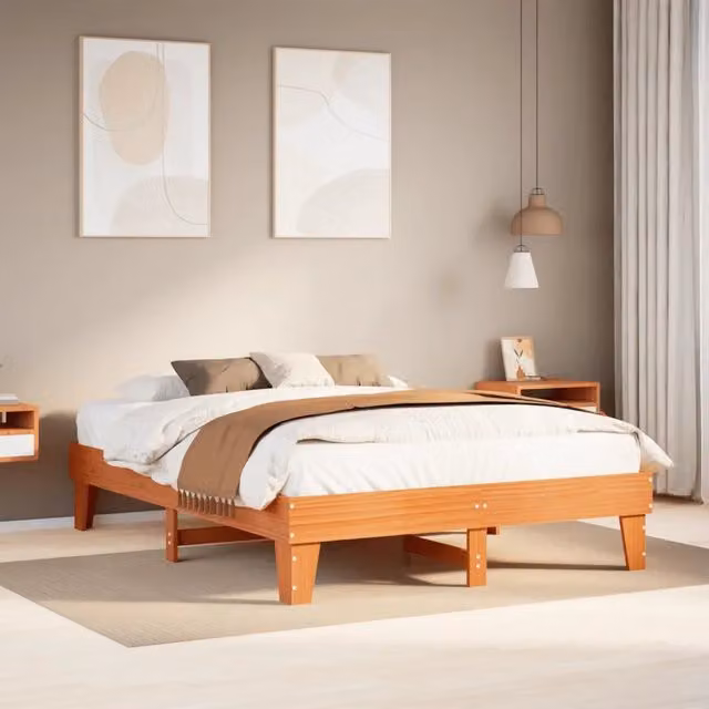 Letto in legno di pino Marrone Cera vidaXL L/P: 150 x 200 cm