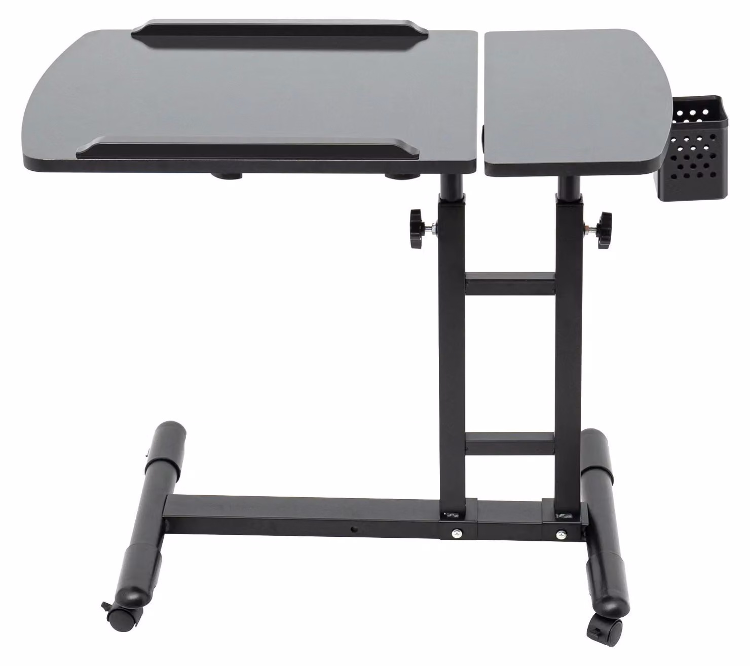 Stazione di lavoro per tatuaggi - Tavolo da lavoro mobile - Regolabile in altezza da 57,5 a 90 cm - Doppio piano di lavoro - Realizzato in metallo e pannello MDF - Capacità di carico: 12,5 kg - Colore: nero