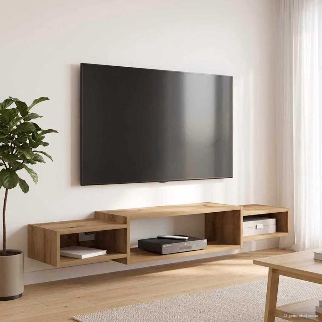 Mobile TV da parete vidaXL in Rovere Artigianale, Colore Marrone, Stile Moderno