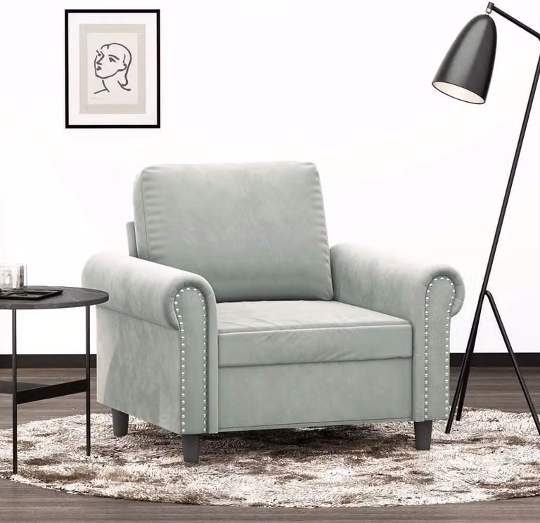 Maison Exclusive - Poltrona grigio chiaro 60 cm velluto