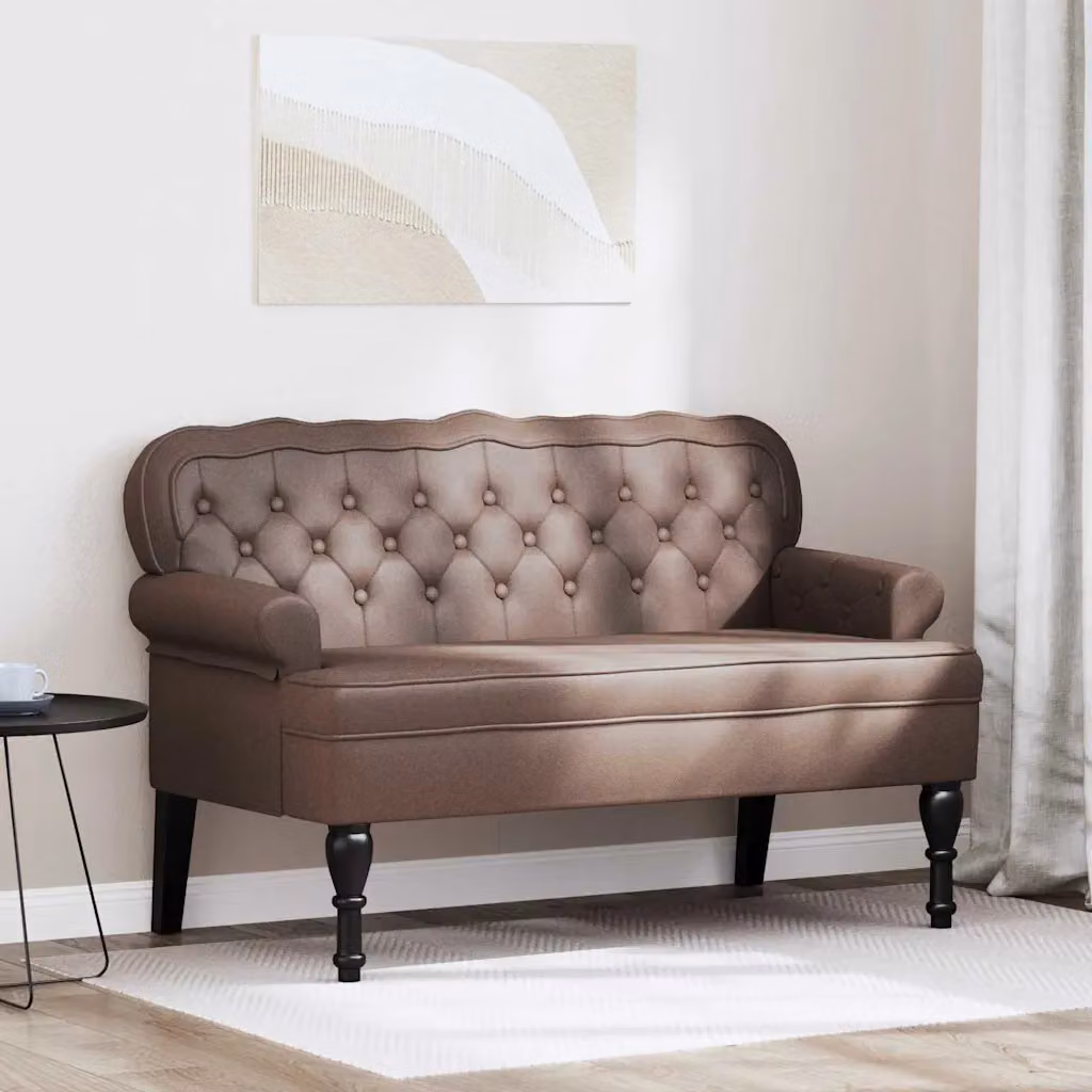 Panca Chesterfield vidaXL in pelle sintetica marrone L: 119,5 cm, P: 64,5 cm, H: 75 cm – 1