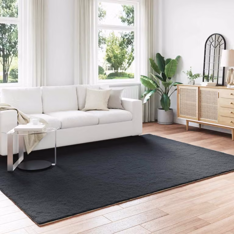 vidaXL Tappeto antiscivolo in ecopelliccia sintetica OLITE Nero L: 340 cm, P: 240 cm