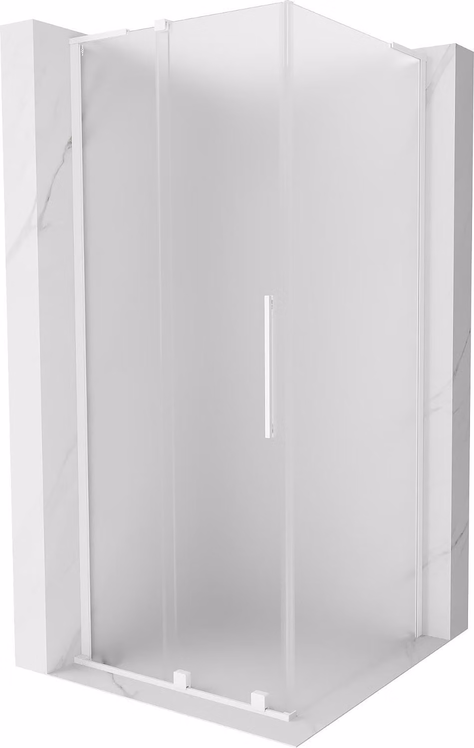 Mexen Velar L cabina doccia scorrevole 90 x 90 cm, brina, bianca - 871-090-090-33-20