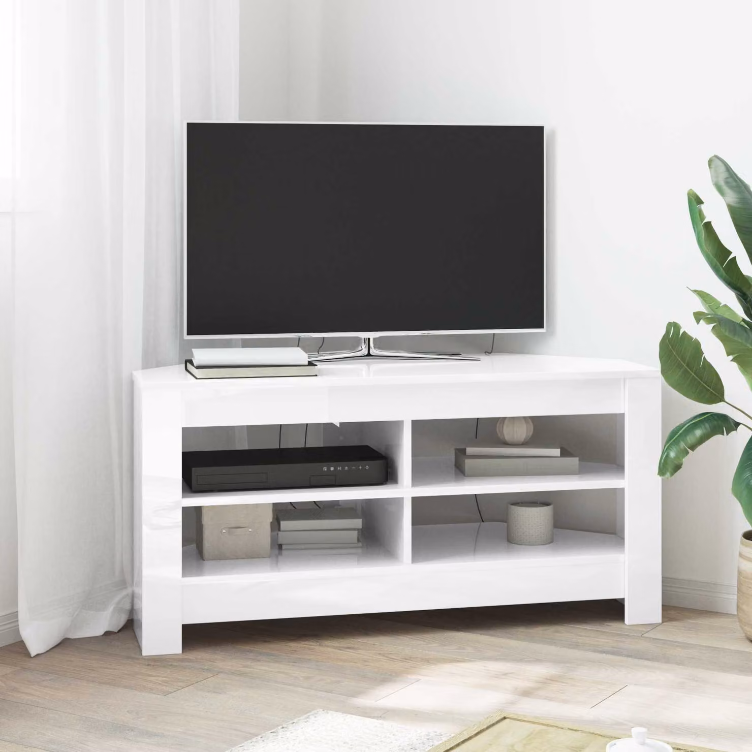 MobileTVAngolare vidaXL Bianco Lucido L: 102 cm, P: 41 cm, H: 50 cm