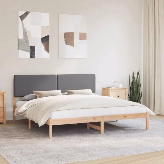 Letto moderno con testiera rivestita in tessuto grigio vidaXL L/P: 180 x 200 cm – 1