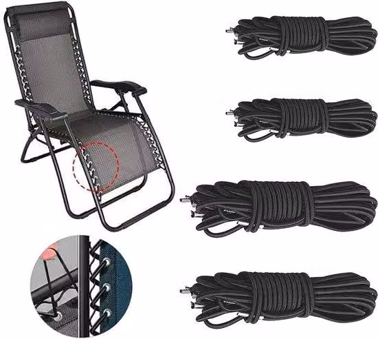 Set leggero da 4 pezzi per sedie da giardino - Fasce di ricambio universali per sedie da giardino - Elastici antiscivolo - Ricambi per sedie a gravità