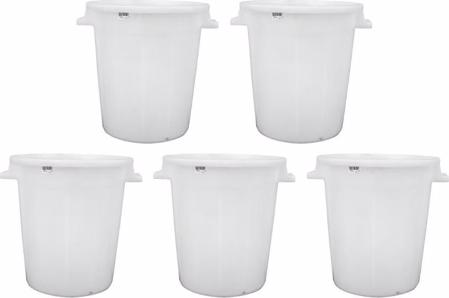 SuperSparSet 5x contenitore in plastica bianco 35 litri, barile multiuso, contenitore in plastica, bidone, bidone universale