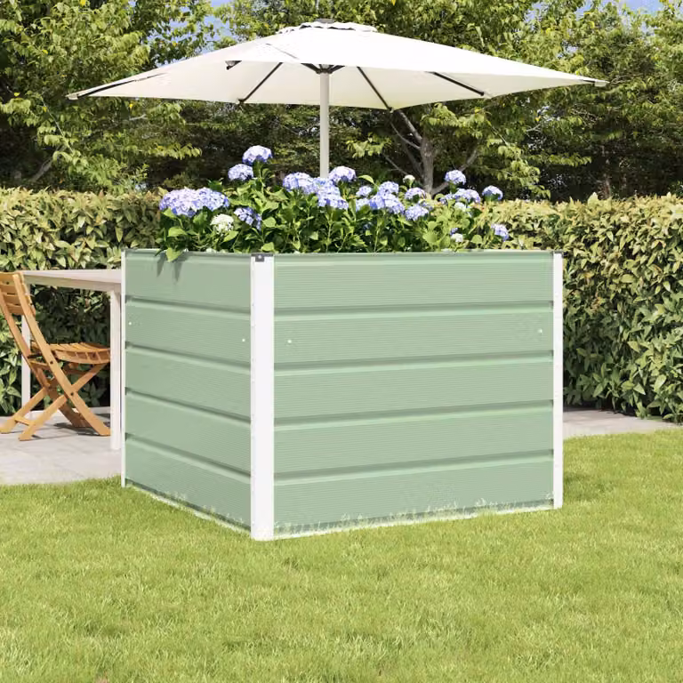 Fioriera vidaXL in acciaio verde, L 100 x P 100 x H 75 cm