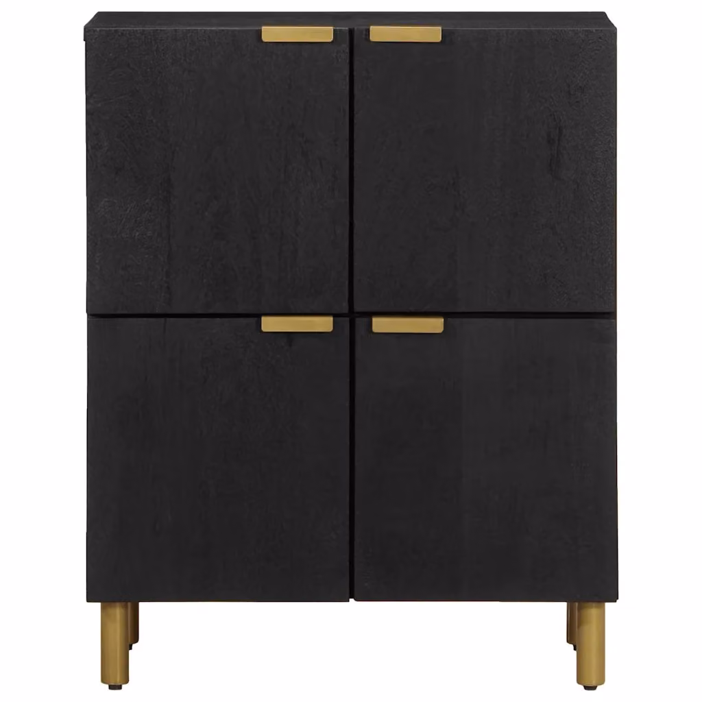 Credenza moderna vidaXL in legno e metallo nera per sala da pranzo L: 60 cm, P: 33 cm, H: 75 cm – 2