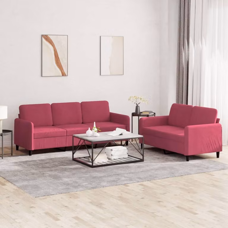 Maison Exclusive - Set divano a 2 posti in velluto bordeaux