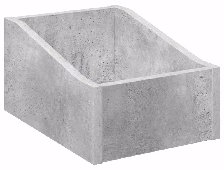 Scatola per dischi in vinile, colore grigio cemento, dimensioni 23 x 33 x 16 cm, realizzata in materiale composito di legno