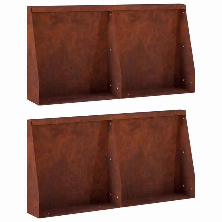 Set di 4 pezzi di aiuole rialzate vidaXL in acciaio Corten color marrone, L/P/H: 40 x 12 x 40 cm