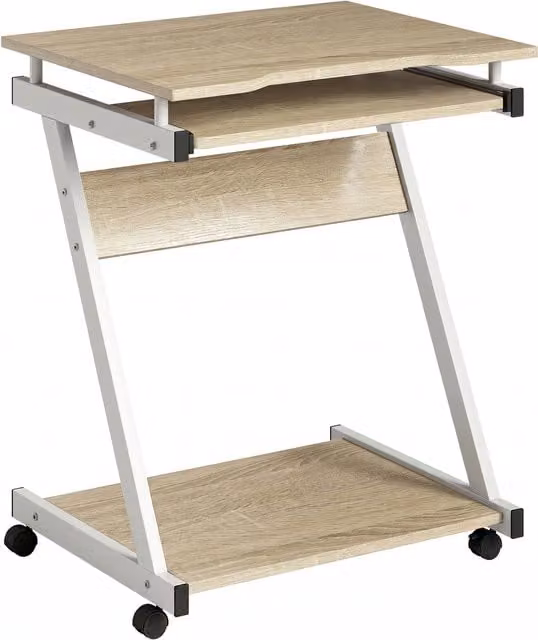 Scrivania per Computer Modern HOMCOM con Tastiera Scorrevole e 4 Ruote, Colore Marrone – 1