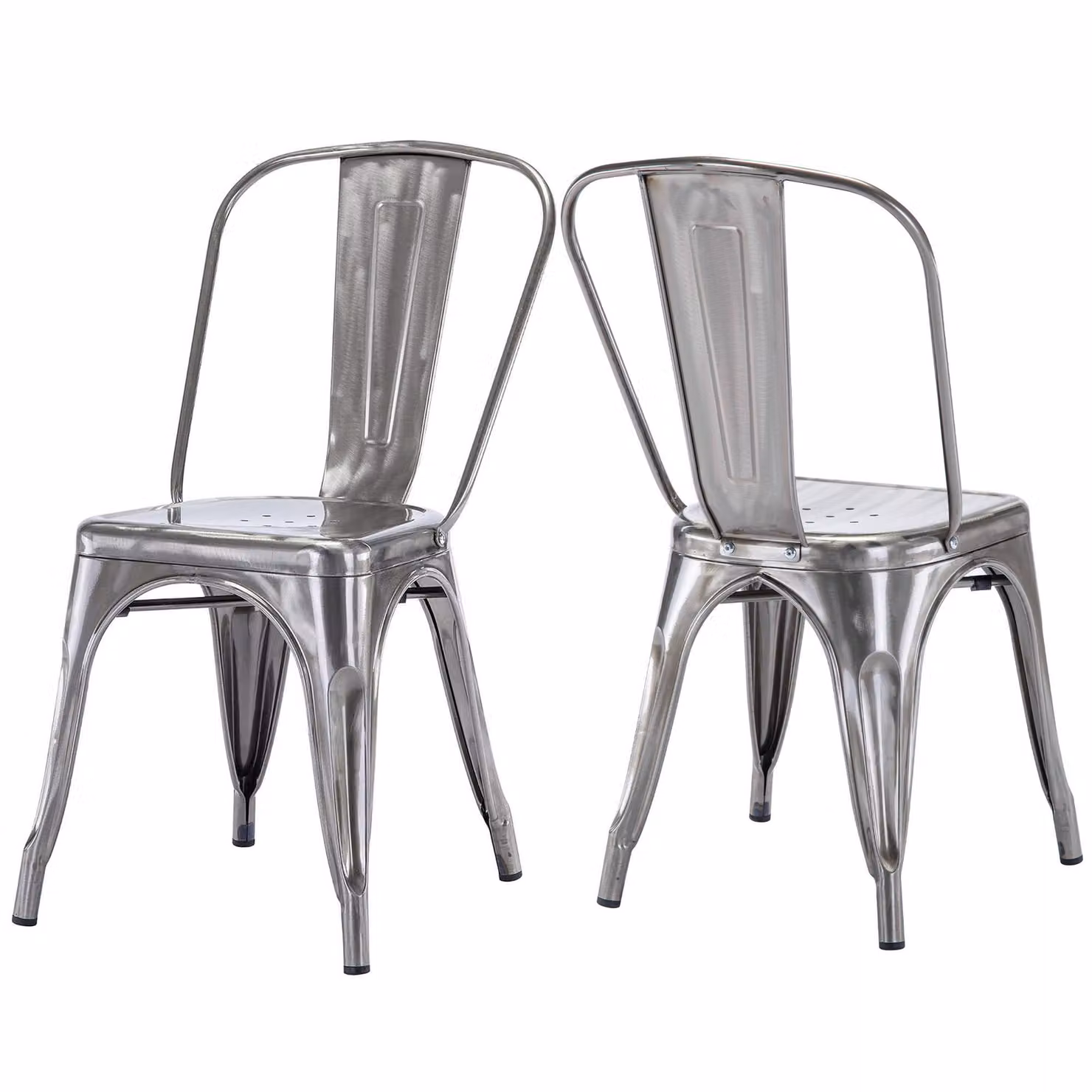 2x sedia da cucina sedia da pranzo in METALLO seduta in legno impilabile, colore:Metallizzato, materiale:Metallo