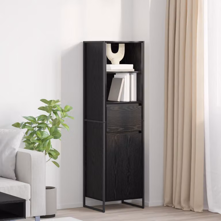 Armadio per libri stile industrial vidaXL in MDF e metallo, colore nero e marrone, L 43 cm x P 36 cm x H 150.5 cm