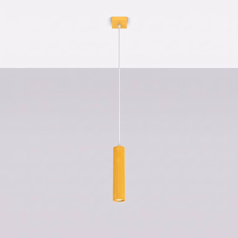 Lampada a sospensione KARBON 1 gialla 1xGU10 10W alluminio 118x8x8 cm Sollux Lighting