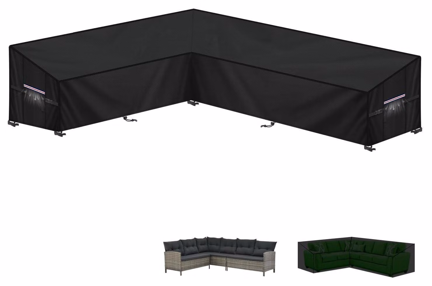 Copertura impermeabile per divano da giardino a forma di L, dimensioni 210x260x87x80/60 cm, tessuto Oxford 420D
