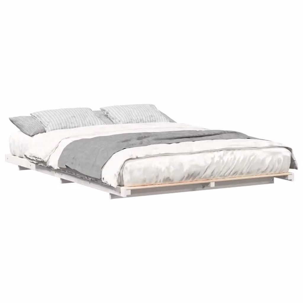Struttura letto con giroletto e rete in pino massello bianco L/P/H: 160 x 210 x 220 cm – 2