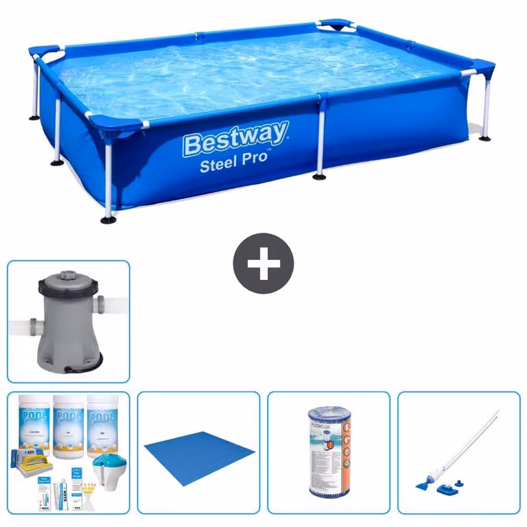 Bestway Steel Pro, piscina rettangolare - 221x150x43 cm - 6 pezzi - Modello S22065
