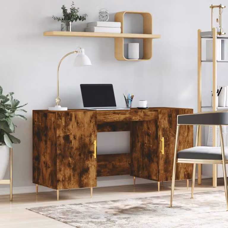 vidaXL Scrivania in rovere affumicato 140x50x75 cm in legno - Scrivania - Scrivania - Scrivania da ufficio - Scrivania da computer