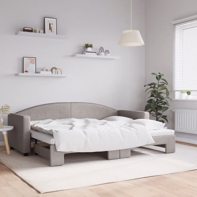 vidaXL Divano Letto con Letto Estraibile in Tessuto Tortora L/P/H: 223 x 80 x 90 cm