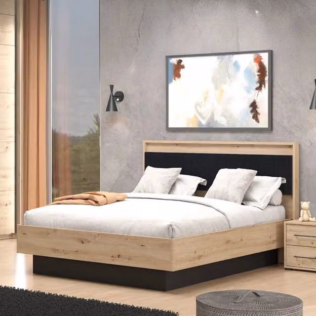 Letto Matrimoniale Filogaso DMORA in Rovere Marrone per Materasso 160x200 cm – 1