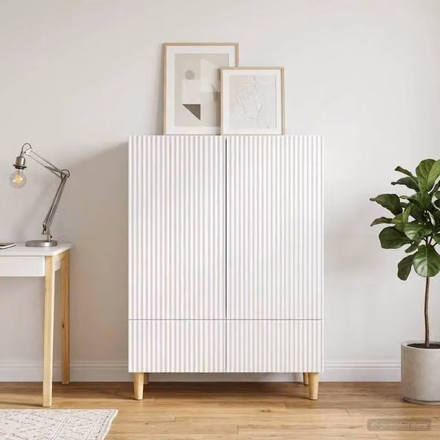 Credenza vidaXL Bianco Lucido in Legno MDF L: 66 cm, P: 34,5 cm, H: 95 cm