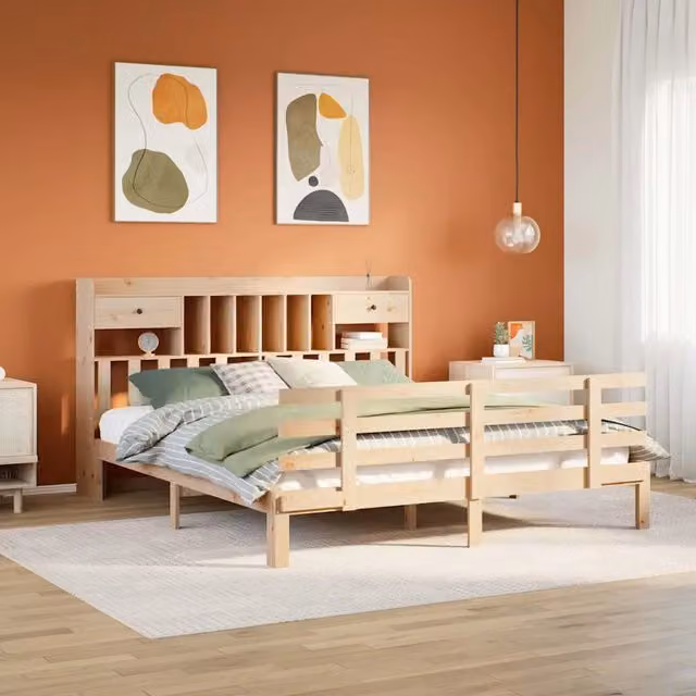 Letto Libreria senza Materasso 180x200 cm in Legno di Pino 3322802
