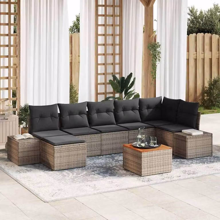 Maison Exclusive - Set da giardino composto da 8 pezzi, colore grigio