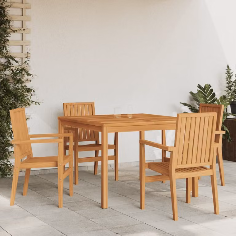 Maison Exclusive - Set da pranzo da giardino in teak massiccio, 5 pezzi