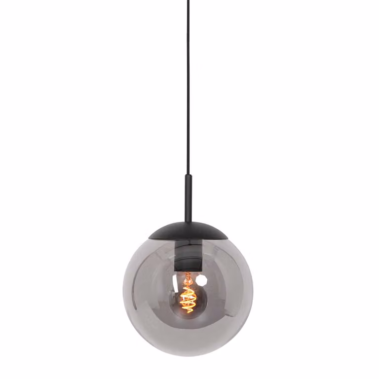 Lampada a sospensione - nero - Bollique -  vetro metallo - Ø 25cm - E27 - 3497ZW - Steinhauer
