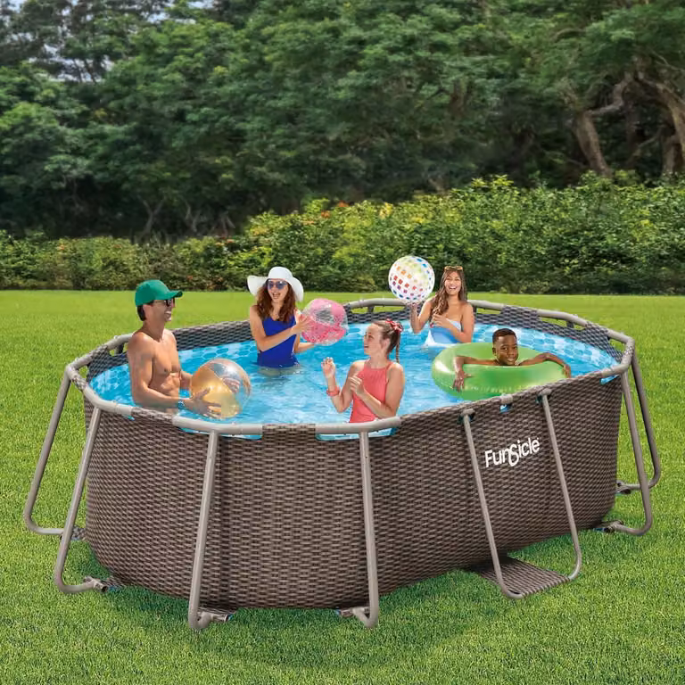 Piscina 3 x 2 x 0.84 m con struttura metallica ovale