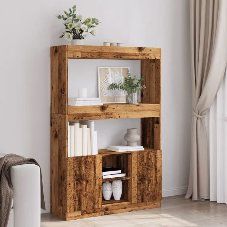 Credenza vidaXL in Legno Antico Marrone con Finitura Opaca L: 92 cm, P: 33 cm, H: 140 cm