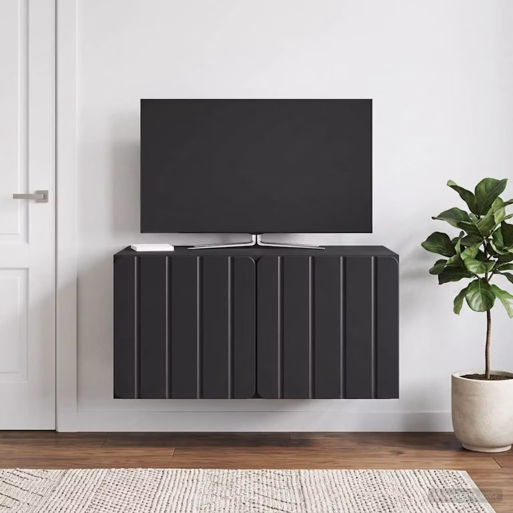 vidaXL Mobile Porta TV da Muro Moderno in MDF Nero L: 59,5 cm, P: 41 cm, H: 30 cm