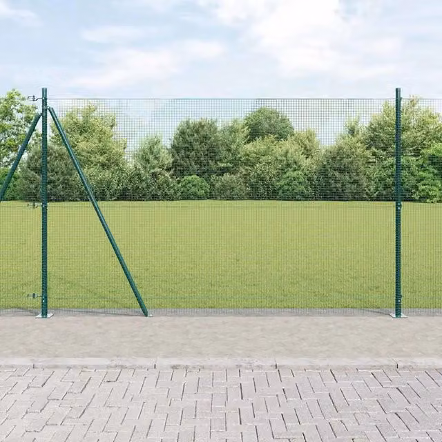 Recinzione in acciaio e PVC verde con base in cemento vidaXL L: 16 m, H: 0,8 m, P: 0,16 m