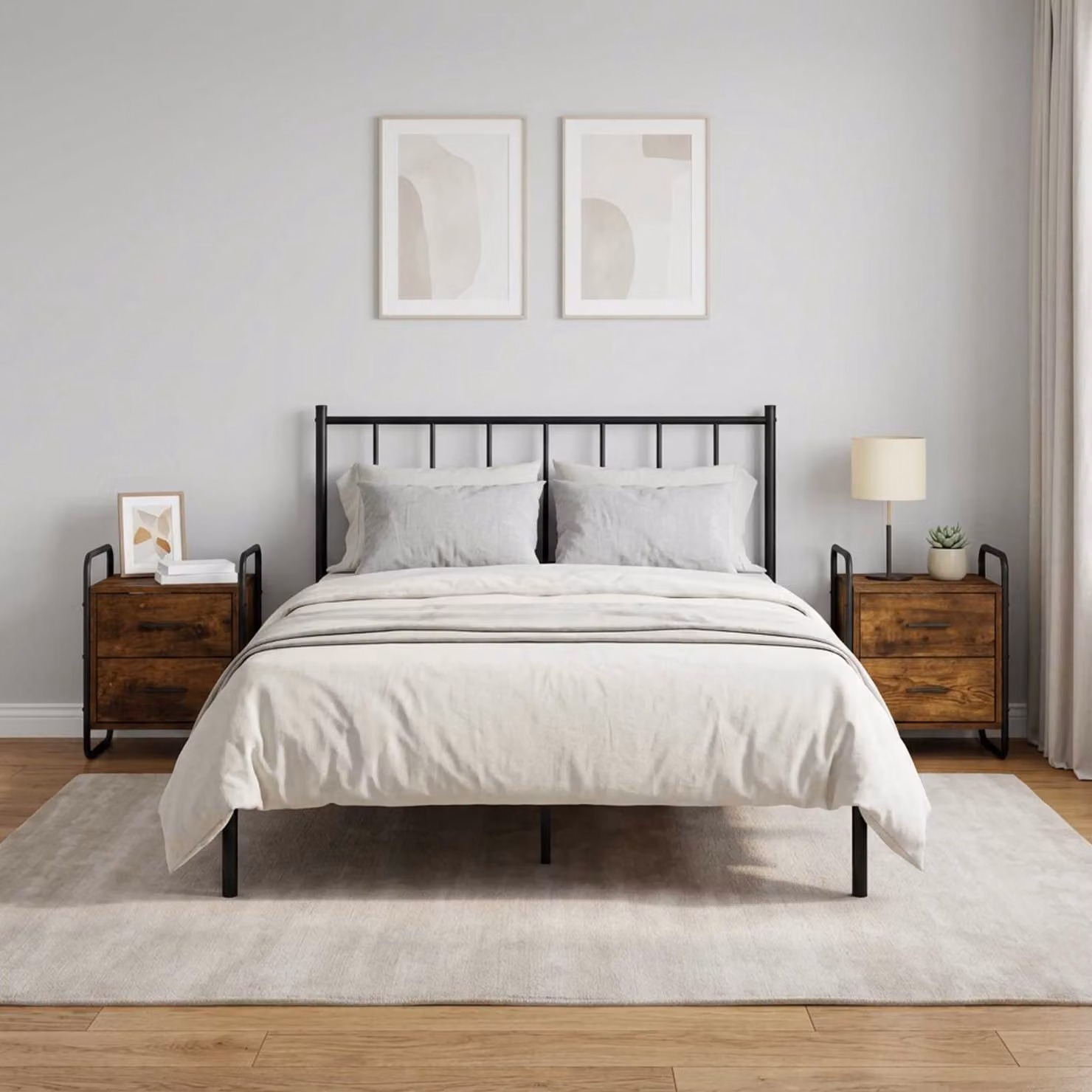 Set di 2 Mobiletti da Letto Appesi vidaXL in Rovere Fumo, L 40 cm x P 30 cm x H 50 cm