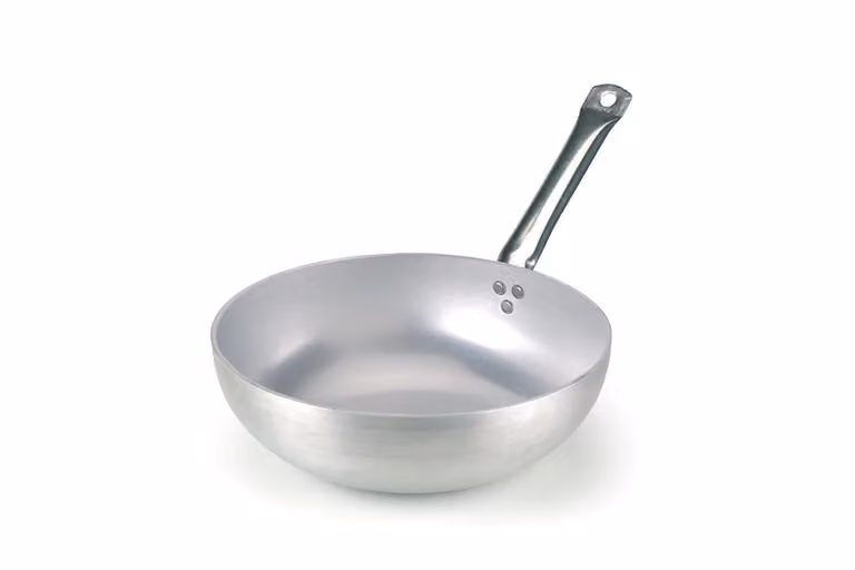 Wok in alluminio con fondo piatto, spessore 5 mm, diam. 28cm