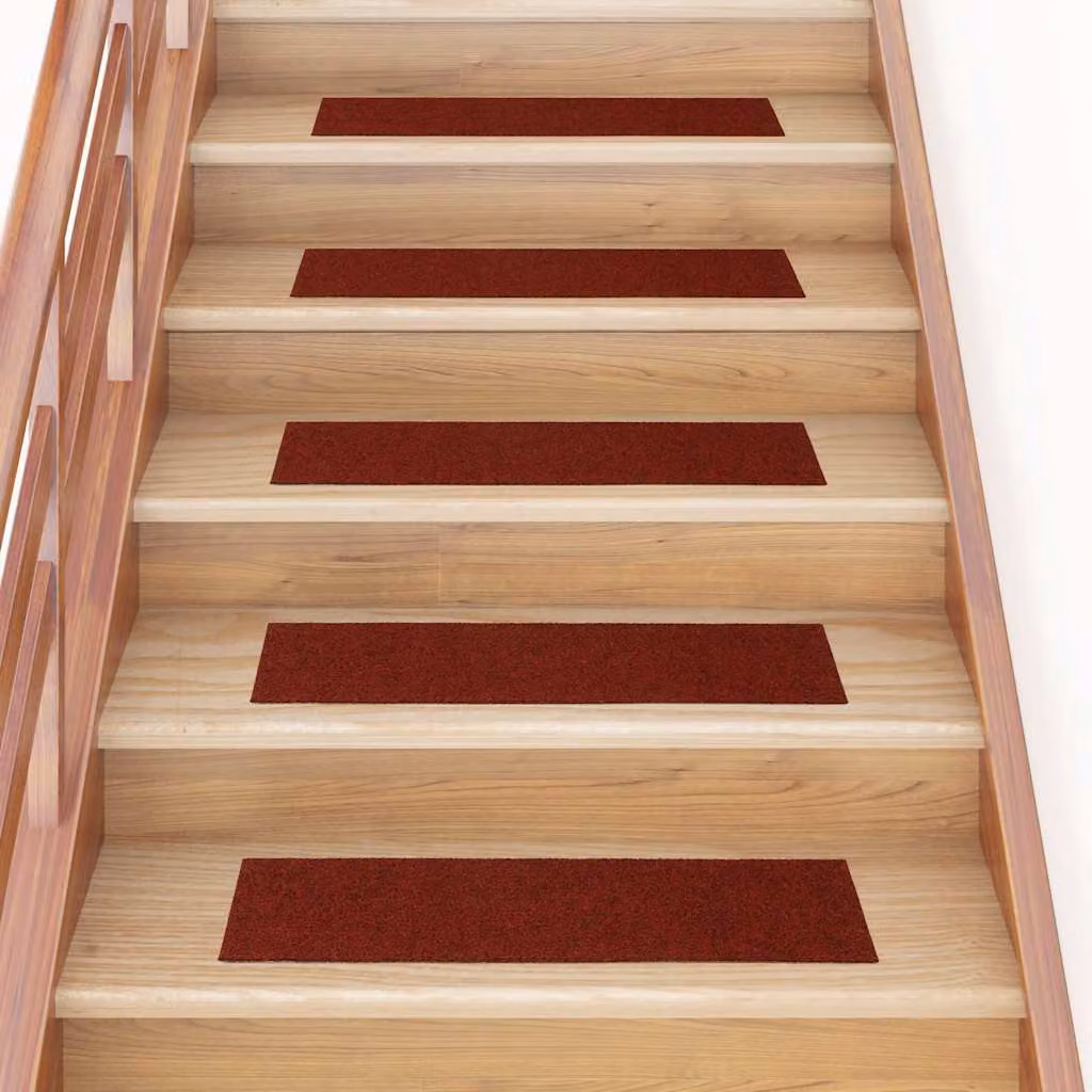 Set di 30 tappetini per scale autoadesivi vidaXL, colore rosso bordeaux, forma rettangolare, L: 76 cm