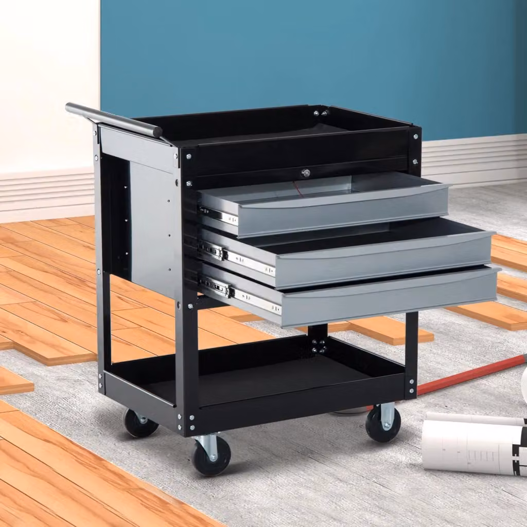 Carrello Porta Attrezzi Professionale Benzoni con Cassettiera in Lamiera Nera, Chiusurabile e su Ruote, L 68 cm x P 46 cm x H 88 cm – 2