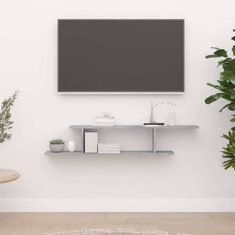 vidaXL Mensola TV da Parete Moderna Grigia in MDF e Legno L: 125 cm, P: 18 cm, H: 23 cm